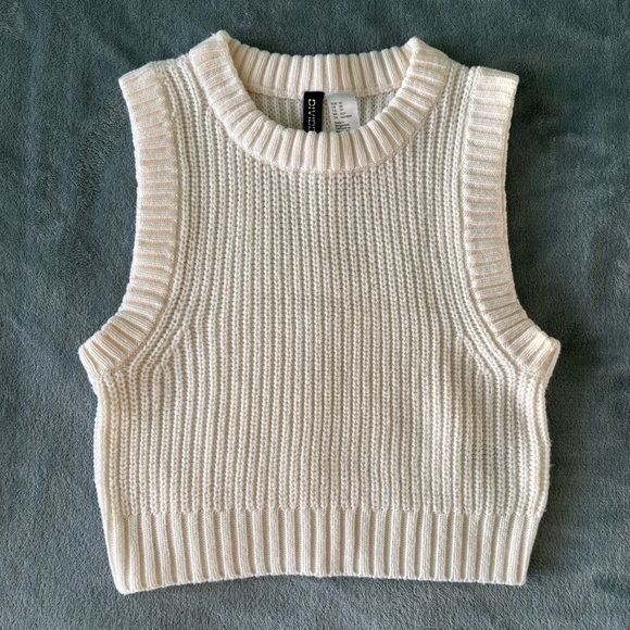 Divided Sweaters - H&M Cream-colored Sleeveless Sweater Vest